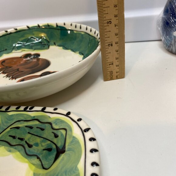 2 DEBRA CHERNIAWSKY CERAMIC PLATE Bowl MOOSE POTTERY 1996 TABLE ARTS - Picture 15 of 15